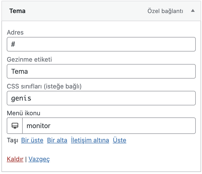 Truva WordPress Teması geniş menü